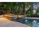 Beautiful backyard pool featuring a stone waterfall and lush landscaping at 2040 Parliament Dr, Lawrenceville, GA 30043