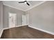 Spacious primary bedroom showcasing hardwood floors and ensuite bathroom with a modern design at 2841 Bettis Ct, Marietta, GA 30066