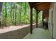 A covered patio looks onto a wooded backyard at 404 Wade Creek Rd, Alpharetta, GA 30009
