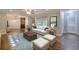 Stylishly furnished living area featuring hardwood floors, a comfortable sofa, and decorative elements at 4507 N Peachtree Rd, Dunwoody, GA 30338