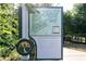 Brook Run Park trail map and etiquette displayed on a sign, with the park trails clearly shown at 4507 N Peachtree Rd, Dunwoody, GA 30338