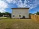 Backyard featuring a grassy lawn, wooden fence, and view of neighboring homes at 6948 Dalehollow Dr, Lithonia, GA 30058