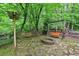 Private backyard retreat featuring a stone patio with fire pit and swing at 2253 Creekstone Ct, Marietta, GA 30062