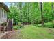 Large backyard with a view of the surrounding lush greenery and play set at 2253 Creekstone Ct, Marietta, GA 30062