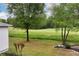 Serene backyard view featuring well-maintained lawn with a golf course in the background at 5309 Davenport Mnr, Cumming, GA 30041