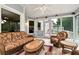 Charming sunroom filled with wicker furniture, offering views of the backyard and serene surroundings at 5309 Davenport Mnr, Cumming, GA 30041