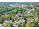 An aerial view highlights the property's placement within a lush, leafy neighborhood close to the city at 500 S Hill St, Buford, GA 30518
