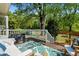 Inviting back deck features outdoor seating, a storage box and a lush green backdrop perfect for relaxation and outdoor enjoyment at 3099 Dove Way, Decatur, GA 30033