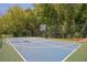Outdoor basketball court with a full court, surrounded by trees and a fence at 7045 W Mountain Xing, Cumming, GA 30041