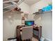 Office space in a converted closet offering a functional workspace with shelving at 168 Constitution Blvd # 12, Lawrenceville, GA 30046