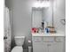 Well-lit bathroom featuring a modern vanity, toilet, and neutral wall color at 174 Riverwood Dr, Dallas, GA 30157