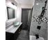 Bathroom with modern vanity, glass vessel sink, and a sleek glass-enclosed shower at 2704 Terratim Ln, Decatur, GA 30034