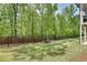 Lush backyard featuring a black fence, green lawn, and mature trees for added privacy at 10140 Grandview Sq, Duluth, GA 30097