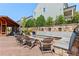 Outdoor seating area featuring a fire pit and stone benches, ideal for gatherings at 130 Inwood Walk, Woodstock, GA 30188