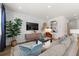 Bright living room featuring modern decor, a comfortable sofa, and a decorative indoor plant at 2815 Habibi Ct, Buford, GA 30519
