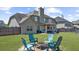 Spacious backyard with a patio, outdoor seating, and a well-kept lawn, perfect for relaxing and entertaining at 5950 Hidden Ridge Ct, Cumming, GA 30028