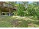 Expansive backyard with a covered patio area, a fire pit, and lush greenery for serene outdoor enjoyment at 2337 Elmwood Se Cir, Atlanta, GA 30339