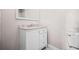Bathroom featuring vanity with granite countertop and a large mirror at 2529 Ryne St, Atlanta, GA 30318