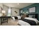 Shared bedroom featuring stylish decor, two beds, and a functional desk area with natural light at 4960 Jatoba Rd, Acworth, GA 30101
