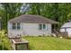 A home's backyard with a lush green lawn and raised garden beds at 1866 Tiger Flowers Nw Dr, Atlanta, GA 30314