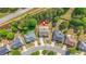 Aerial view of the property highlighting the landscaped yard and neighborhood layout at 2625 Blackstock Dr, Cumming, GA 30041