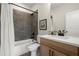 Stylish bathroom with modern tile, tub-shower combo, and sleek fixtures at 435 Mezzo Ln # 86, Alpharetta, GA 30009