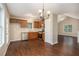 Kitchen area showcasing stainless steel appliances, wood cabinets and hardwood floors at 7832 Cambridge Dr, Douglasville, GA 30134