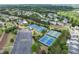 Panoramic aerial view showcasing the community amenities, including tennis courts and community clubhouse at 1237 Park Pass Way, Suwanee, GA 30024