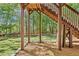 View of the backyard with an elevated deck, well-maintained lawn, and surrounding trees providing a private retreat at 4360 Havenridge Pl, Cumming, GA 30041