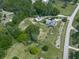 Expansive aerial view of a property with a pool, detached garage, and surrounding mature trees at 2347 Univeter Rd, Canton, GA 30115
