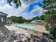 Inviting backyard pool with stone patio and outdoor grill surrounded by mature trees offers the ultimate outdoor living at 2347 Univeter Rd, Canton, GA 30115
