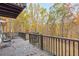 Spacious wooden deck overlooking a tranquil wooded area with beautiful fall foliage at 7840 Highway 101, Rockmart, GA 30153
