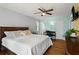 Spacious bedroom with wooden floors, a ceiling fan, and a small desk and workspace at 1925 Commonwealth Ct, Cumming, GA 30041