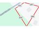 Image displaying a potential building lot outlined in red showing key dimensions at 225 Nacoochee Dr, Woodstock, GA 30188