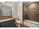 Bathroom features a single vanity, granite countertop, and shower/tub combo at 651 Deer Oaks Dr, Lawrenceville, GA 30044