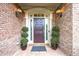 Elegant front entrance with decorative lighting, potted plants, and a classic brick facade at 1364 Gulfport Run, Grayson, GA 30017