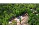 Aerial view of a wooded property with a horse arena in the middle of the land at 1369 N Highway 16, Whitesburg, GA 30185