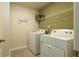 Bright laundry room equipped with a modern washer and dryer, and shelf storage at 4946 Jatoba Rd, Acworth, GA 30101