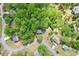 Aerial view of a neighborhood showcasing lush greenery, tree-lined streets, and single-Gathering homes at 6230 Lillie Lane, Cumming, GA 30040