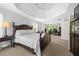 Spacious main bedroom featuring a king bed, sitting area, desk, and backyard views at 4877 Registry Nw Ln, Kennesaw, GA 30152