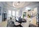 Elegant dining room with a modern chandelier, large windows, and seating for eight at 2015 Shaudi Ln, Atlanta, GA 30345