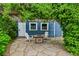 Cozy backyard patio with stone pavers, fire pit, seating, and lush greenery, perfect for outdoor gatherings at 933 N Highland Ne Ave, Atlanta, GA 30306