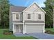 Charming two-story home with vertical siding, a gray roof, an attached two-car garage, and manicured landscaping at 1510 Gatekeeper Ter, Marietta, GA 30066