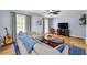 Cozy living room with soft blue walls, neutral furniture, and large windows at 1773 Kimberly Sw Dr, Marietta, GA 30008