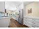 A modern kitchen with white cabinets, stainless steel appliances, and hardwood floors at 1492 Frazier Rd, Decatur, GA 30033