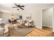 Bright living room featuring hardwood floors, neutral tones, and a ceiling fan at 2685 Harrington Dr, Decatur, GA 30033