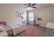 Bedroom with carpet, ceiling fan, and decorations at 432 Creekside Park, Covington, GA 30014