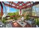 A charming deck with a pergola, comfortable seating, and a view of the city skyline at 94 Hogue Ne St, Atlanta, GA 30312