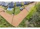 Aerial view of the yard, pool, neighboring homes, and landscaping, defining the property's boundaries at 162 Greenbrier Way, Canton, GA 30114