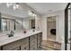 Bathroom with double sink vanity, and glass shower at 162 Greenbrier Way, Canton, GA 30114